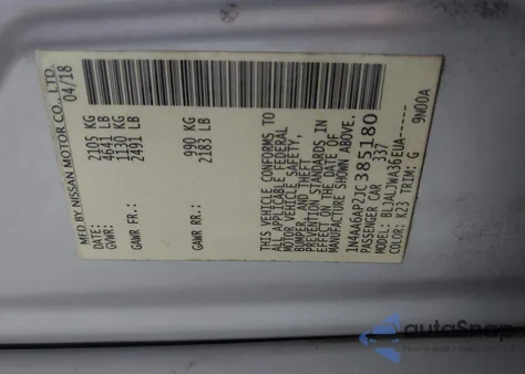 2018 Nissan Maxima 3.5 Sv z USA, uszkodzony, nr VIN 1N4AA6AP2JC385180